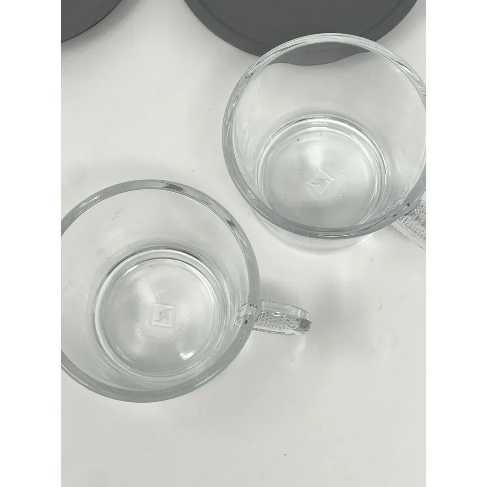 Nespresso View Lungo Glass Espresso Demitasse Cups Melamine Saucers Set Of 2